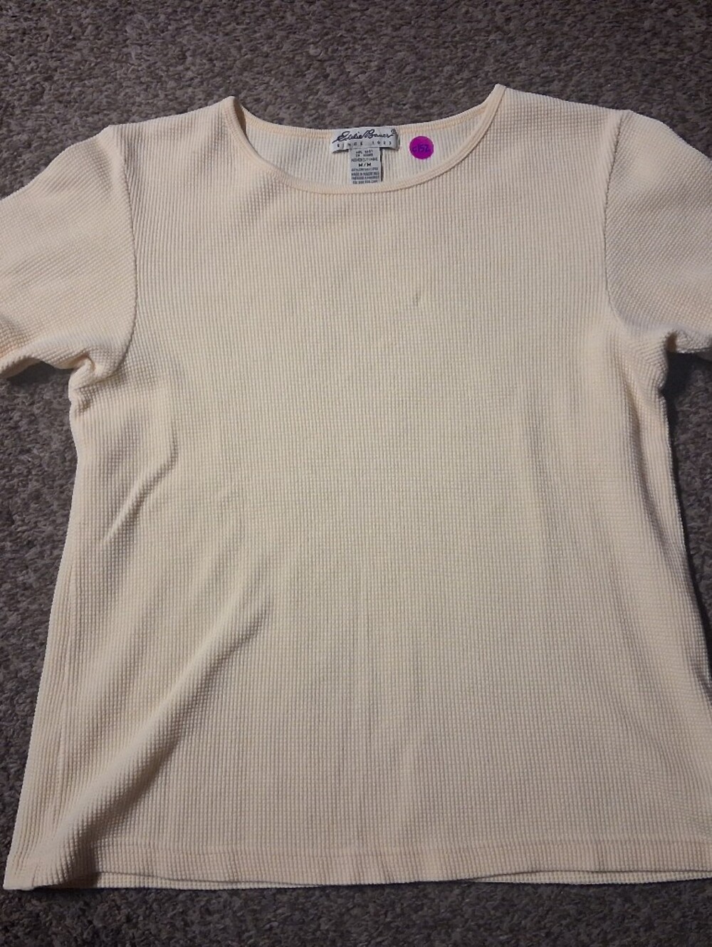 Eddie Bauer Light Cream Short Sleeve Waffle Tee